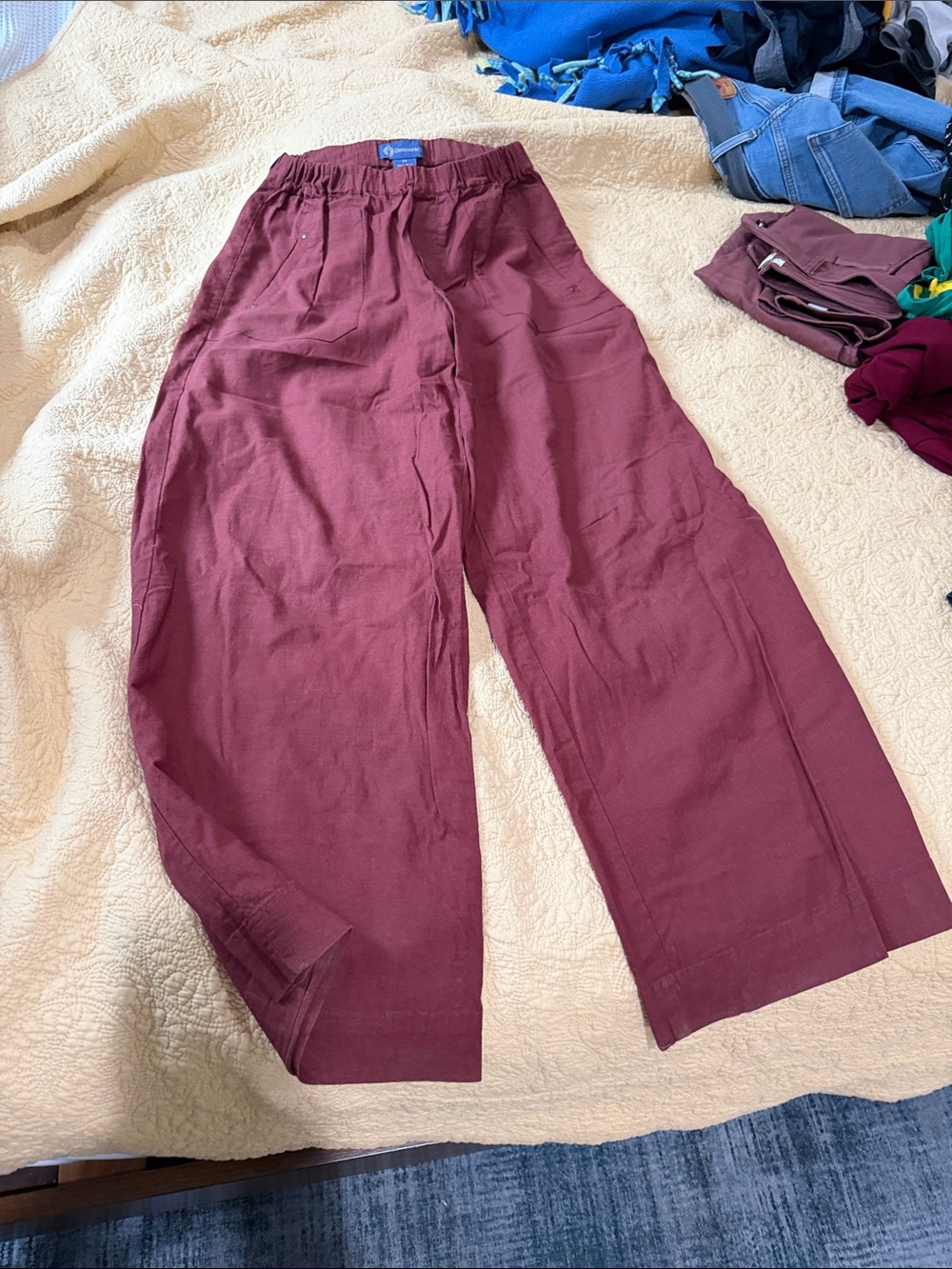 Democracy Wide-Leg Pants in Wine Red